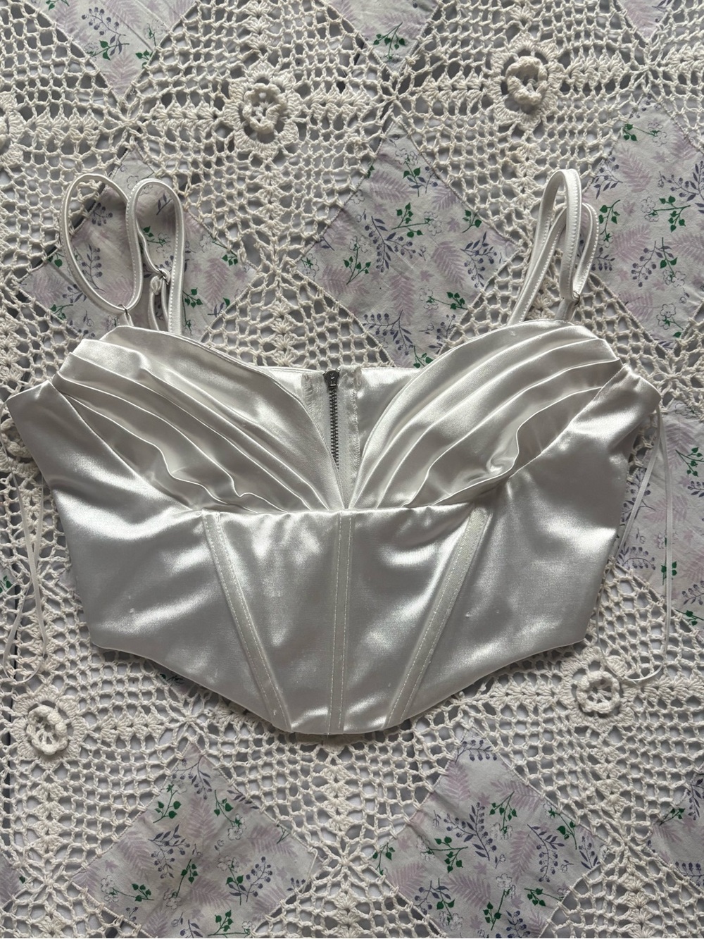 Princess Polly Ivory Satin Bustier Crop Top